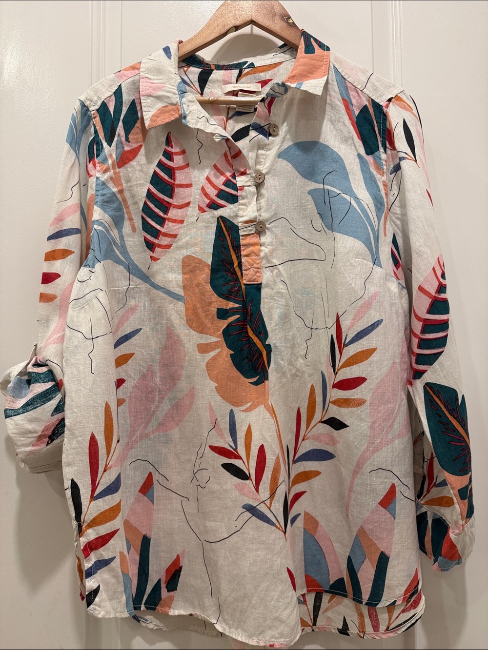 Cynthia Rowley Women’s White Botanical Print Pullover Shirt